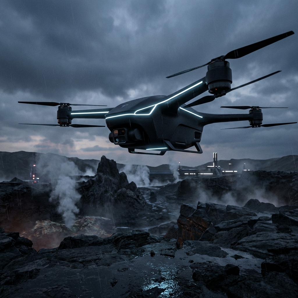 Futuristic Drone Surveying Landscape